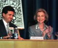 S.M. la Reina, junto a Jaume Matas, en la clausura del Congreso sobre la enfermedad de Alzheimer que organizó el Club Ultima Hora