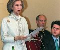 S.M. la Reina, durante su intervención en la Conferencia Plenaria