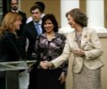 Su Majestad la Reina saluda a la secretaria de Estado de Cooperación Internacional, Soraya Rodríguez, en presencia de la Primera Dama de la Repúbli...