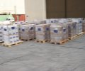 Los medicamentos donados por la Fundación Reina Sofía y los Laboratorios NORMON esperan a ser enviados a Haití