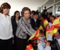 Su Majestad la Reina a su llegada al Hospital Padre José Carollo de Quito