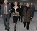 Su Majestad la Reina sale de la Sede de la Fundación con Pasqual Maragall