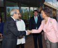 Su Majestad la Reina Doña Sofía recibe el saludo del Rector Magnífico de la Universidad de Salamanca, Daniel Hernández Ruipérez