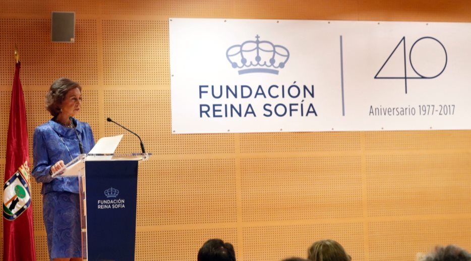 Su Majestad la Reina Doña Sofía durante su intervención 