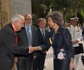 Su Majestad la Reina Doña Sofía recibe el saludo del presidente de la Federación Española de Bancos de Alimentos, Nicolás María Palacios 