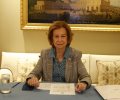 Doña Sofía durante su participación en la videoconferencia con la Fundación Cien con motivo del Día Mundial del ELA