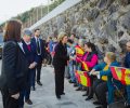 Doña Sofía a su llegada a las instalaciones del Banco de Alimentos de Tenerife en La Palma