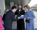 Su Majestad la Reina Doña Sofía a su llegada al Campus de Montepríncipe fue recibida por el secretario de Estado de Educación, Abelardo de la Rosa